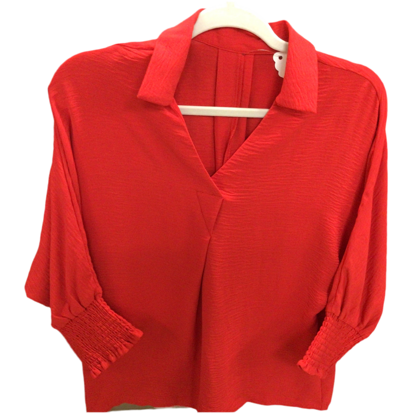 Solid Shirred 3/4 Sleeve Top | LALA LOO