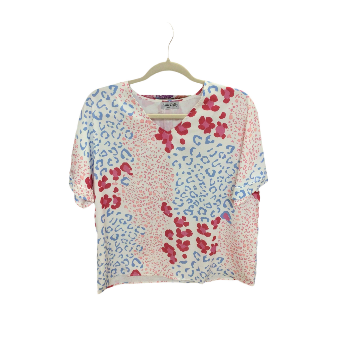 Mixed Leopard Print V Neck SS | LITTLE DAISY CLOSET