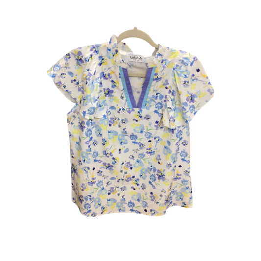 Floral Print Frilled V Neck | LITTLE DAISY CLOSET