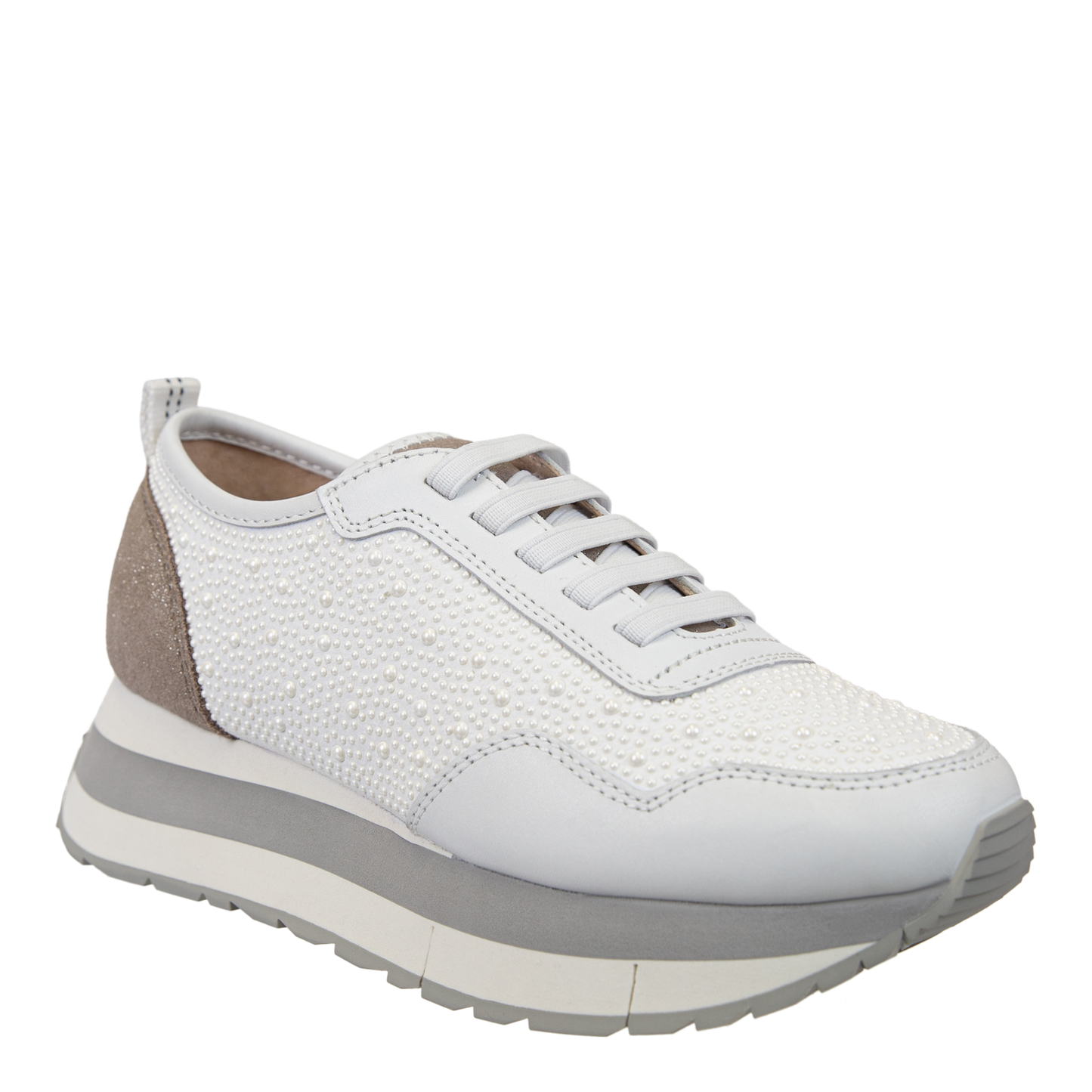 NAKED FEET - KINETIC in WHITE PEARL Platform Sneakers