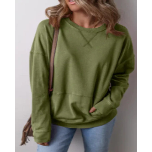 Pocketed Loose Sweatshirt | LITTLE DAISY CLOSET