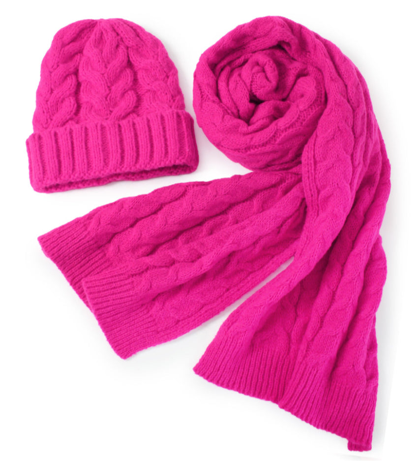 Cable Knit Hat & Scarf Set | LOU & CO