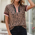 Western Leopard Jacquard Zip Blouse | LITTLE DAISY CLOSET