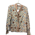 Plaid Trim V-Neck Floral LS | LITTLE DAISY CLOSET