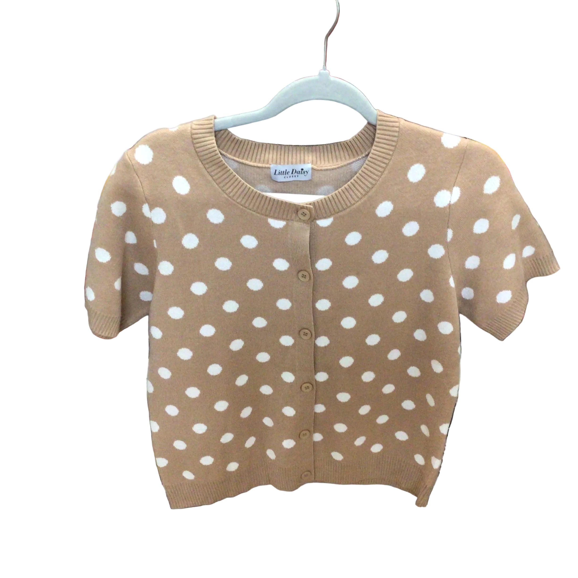 Polka Dot SS Sweater Cardigan | LITTLE DAISY CLOSET