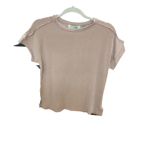 Backstitch Stripe Knit SS T-Shirt | LOVESOFT
