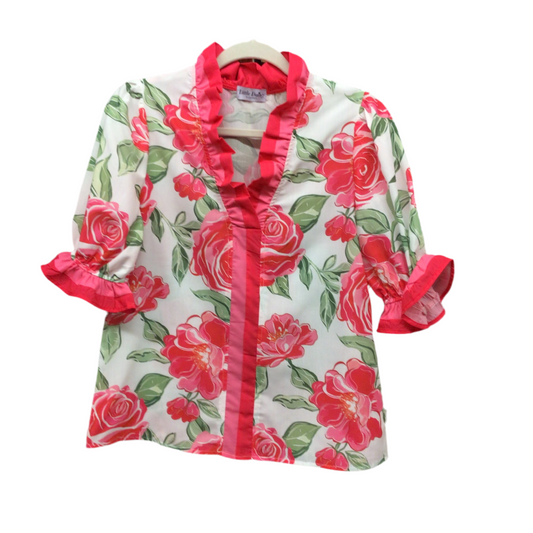 Colorblocked Ruffle Floral Print Blouse | LDC