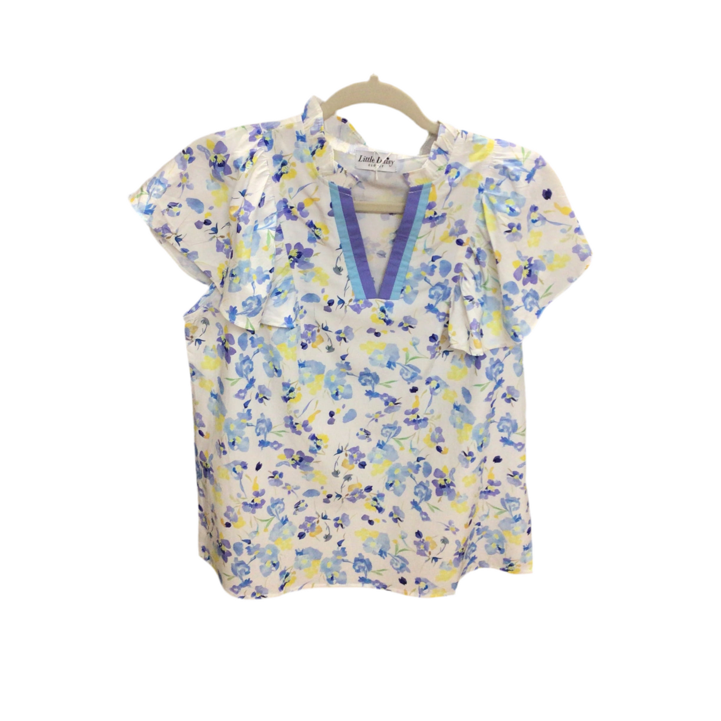 Floral Print Frilled V Neck | LITTLE DAISY CLOSET