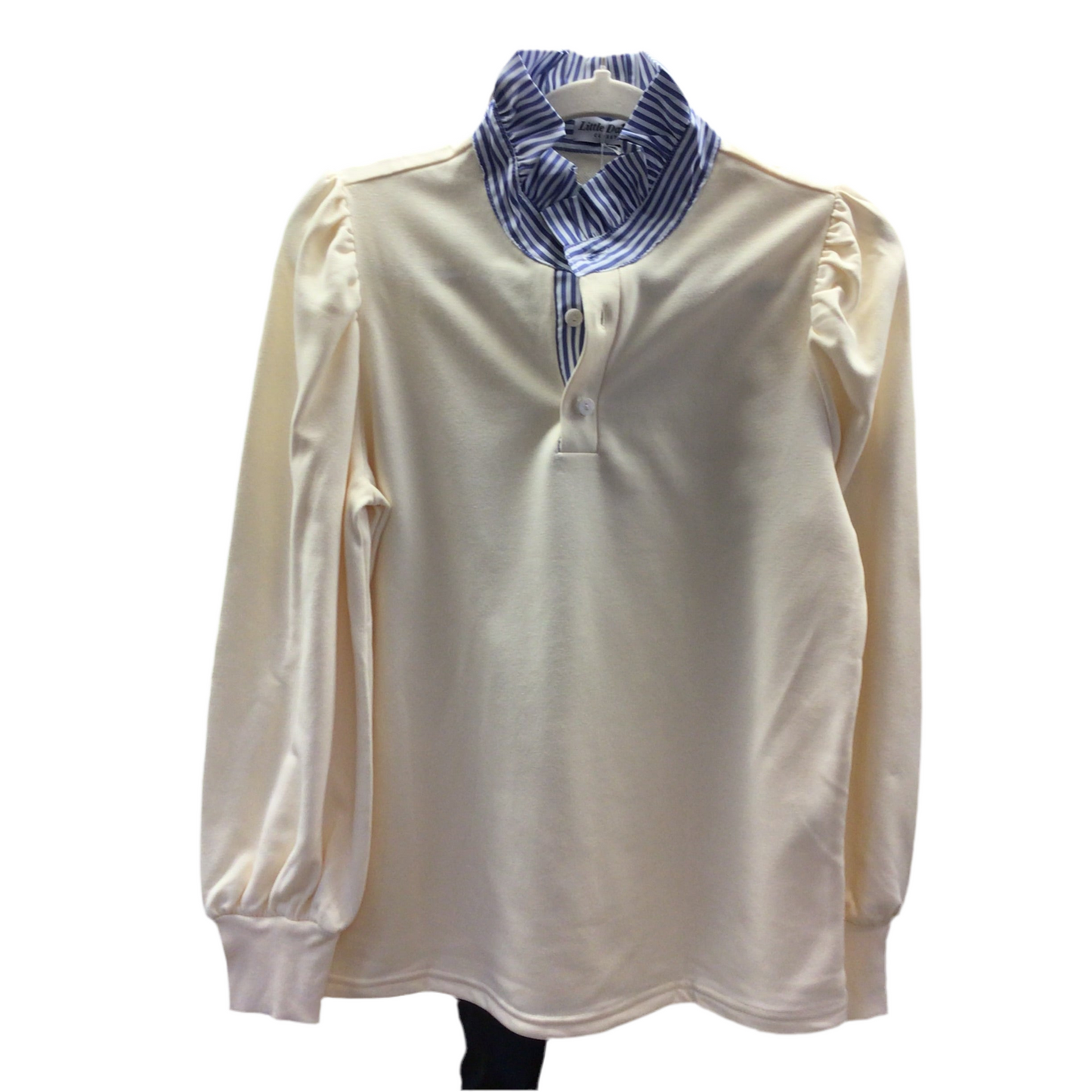 Striped Stand Neck Ruffle Sweatshirt | LITTLE CLOSET DAISY