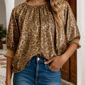 Leopard Print Half Sleeve Blouse | LITTLE DAISY CLOSET