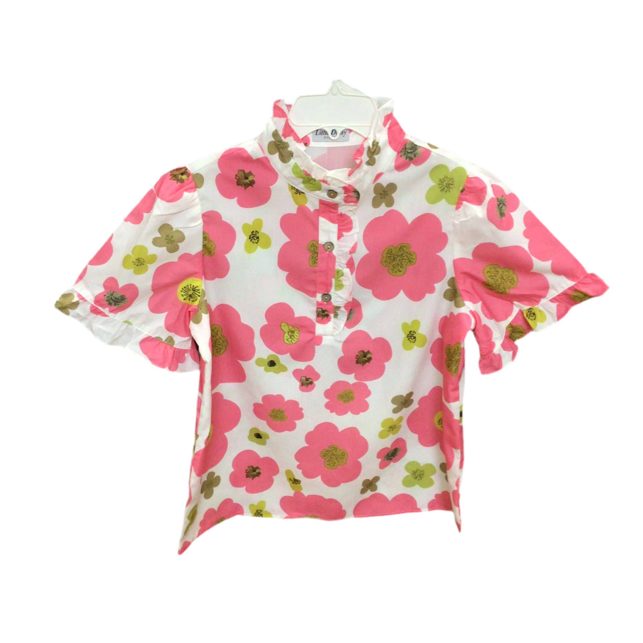 Floral Ruffle SS Buttoned Blouse | LITTLE DAISY CLOSET