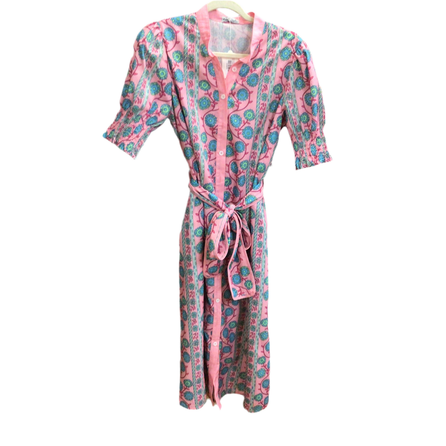 Floral Shirred Puff SLV Midi Dress | LITTLE DAISY CLOSET