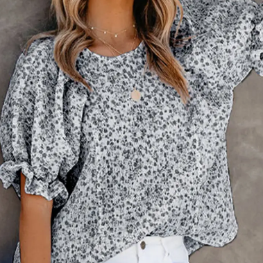 Printed Bubble Sleeve | LILY cLOTHING