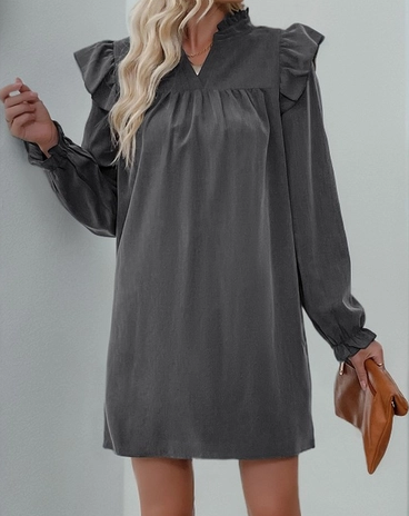 Ruffled Longsleeve Collar Dress | NINEXIS