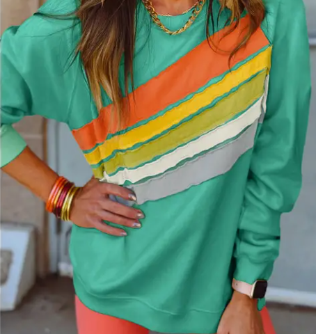 Colorblock Striped Sweatshirt | PRETTY BASH