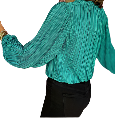 Pleated Luster L/S Top | SHOPLALALOO