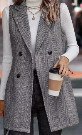 Long Sleeveless Suit Jacket | LILY CLOTHING