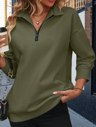 L/S Sweatshirt w/ Semi Zipper | SUHKASANA