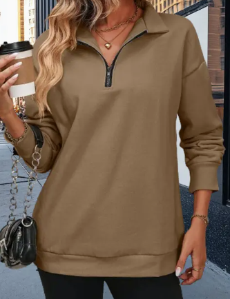 L/S Sweatshirt w/ Semi Zipper | SUHKASANA