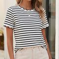 Spring Scalloped Trim Stripe TShirt | LITTLE DAISY CLOSET