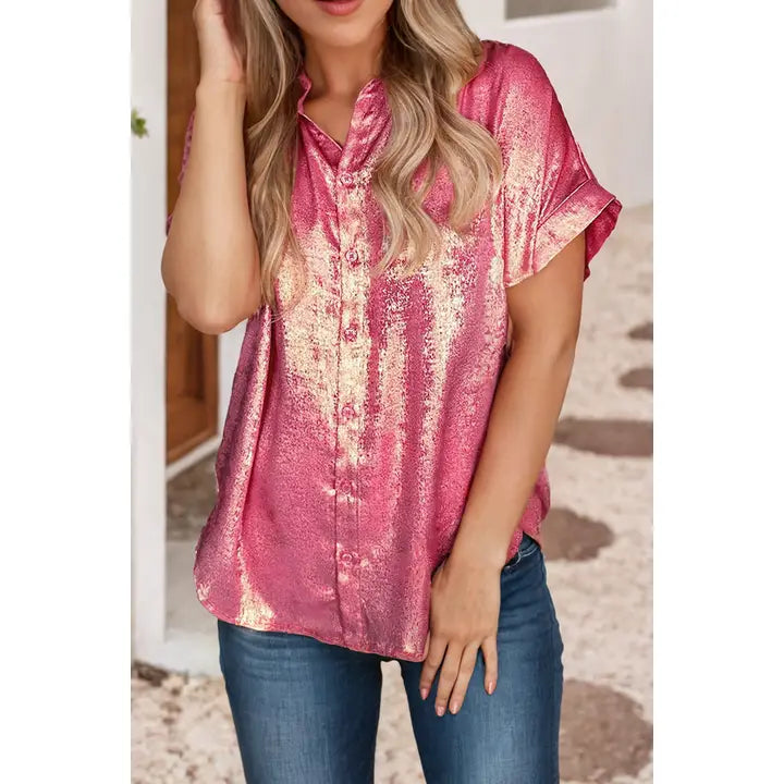 Metallic Short Sleeve Buttoned Shirt | LDC
