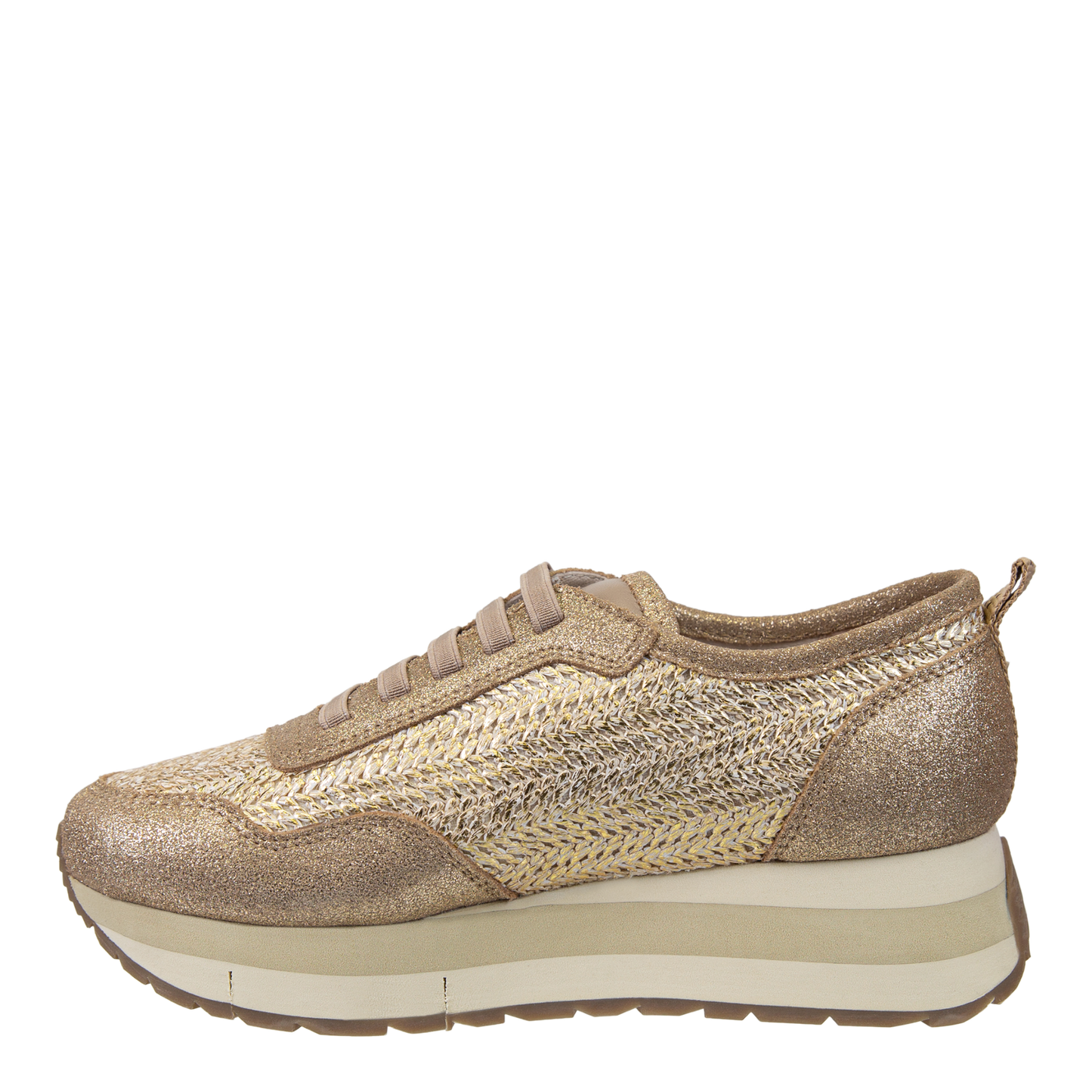 NAKED FEET - KINETIC in GOLD RAFFIA Platform Sneakers