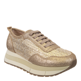 NAKED FEET - KINETIC in GOLD RAFFIA Platform Sneakers