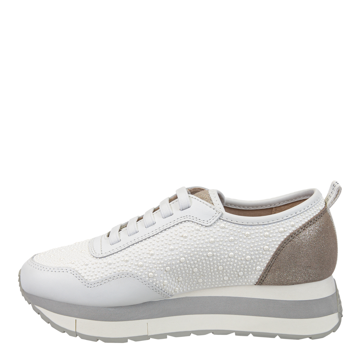 NAKED FEET - KINETIC in WHITE PEARL Platform Sneakers