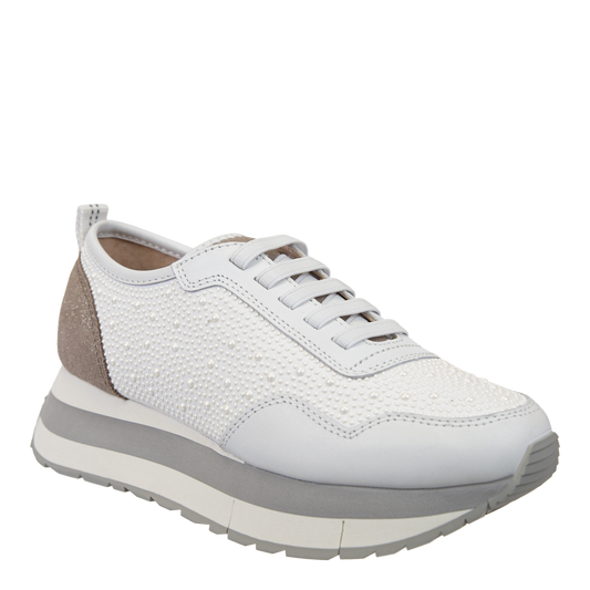 NAKED FEET - KINETIC in WHITE PEARL Platform Sneakers