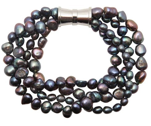 4-Strand Black Baroque Bracelet | GIRL WITH A PEARL