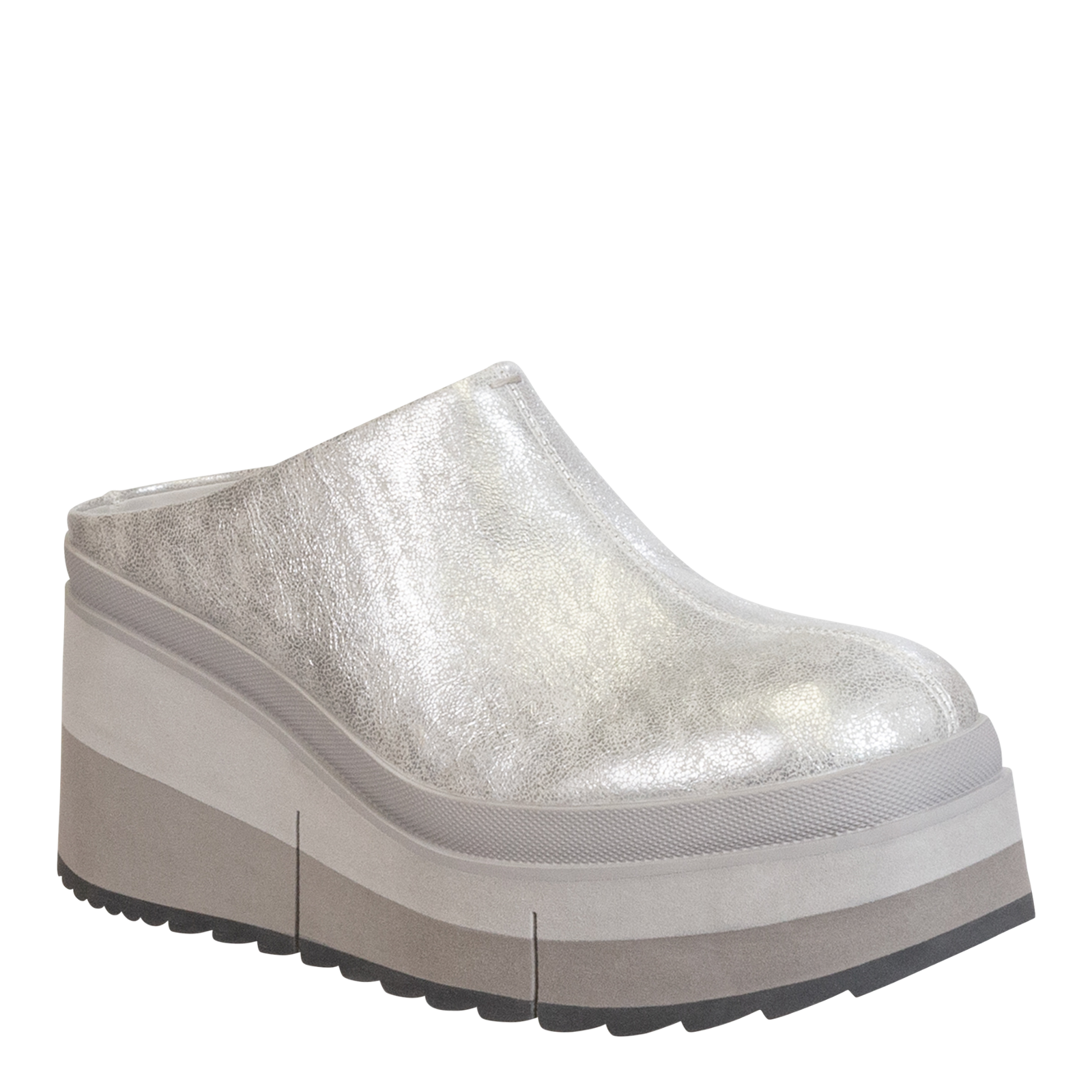 NAKED FEET - COACH in SILVER Platform Clogs