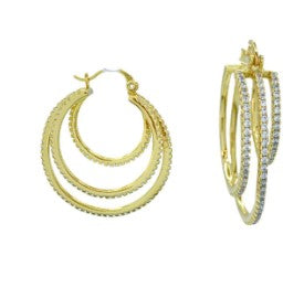 AC Triple CZ Hoops | ACCESSORY CONCIERGE